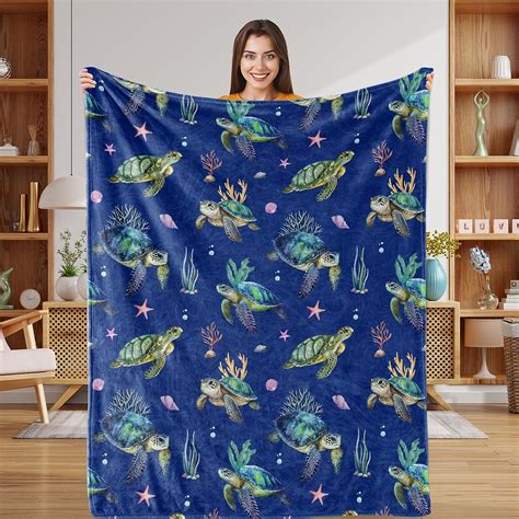 Amazon Sea Turtle Throw Blankets Bluey Fleece Blanket Throw Ocean