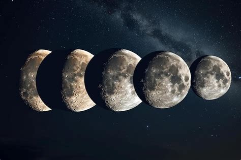 Premium Photo | A row of phases of the moon in the night sky