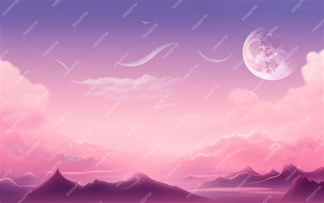 Premium Photo | Pink sky background with crescent moon