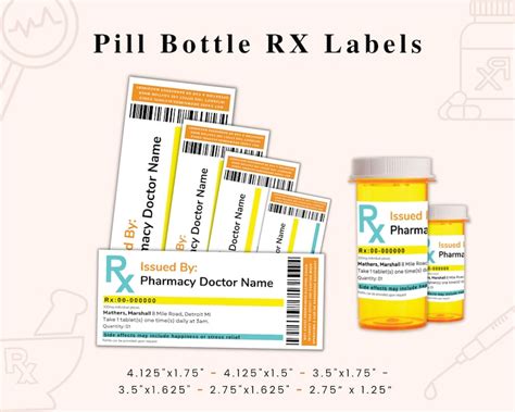 Prescription Label Template Editable Rx Bottle Label Etsy