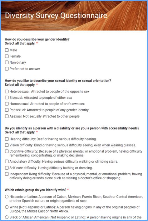 Diversity Survey Questionnaire Template Formsite