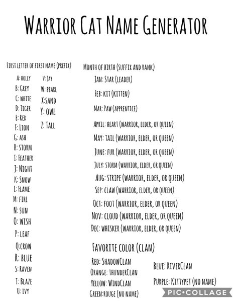 Warrior Cat Name Generator