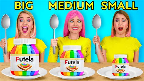 BIG VS MEDIUM VS SMALL PLATE Eating Giant VS Tiny Food For 24 HRS