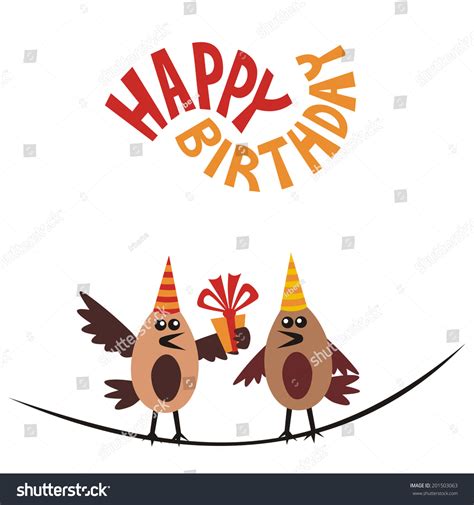 Happy Birthday Greeting Card Birds T Stock Vector Royalty Free