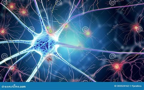 Neuronal Synapse Network Of Neurons Brain Cells Stock Illustration