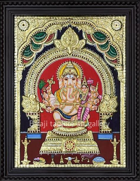 Lakshmi Ganesha Semi Embossing Tanjore Painting