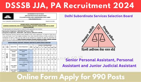 DSSSB JJA PA Recruitment 2024 Out Online Form 990 Posts Posts Check