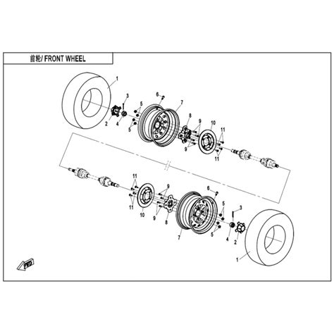 VUE ECLATEE PIECE ROUES AVANT CFMOTO CFORCE 520 COURT T3 2021