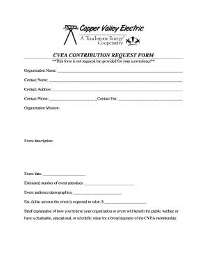 Fillable Online Cvea 175 Contribution Request Form Fax Email Print