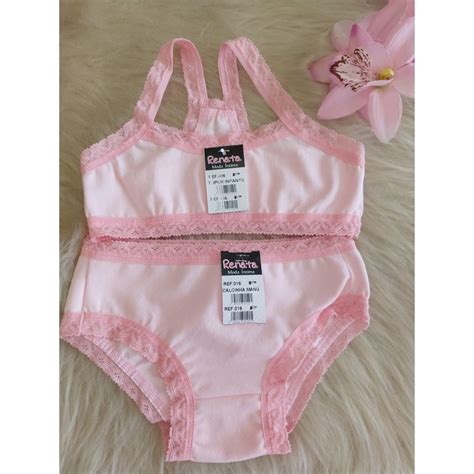 Conjunto Menina Moça Lingerie Infantil Sutiã Top calcinha Rendinha