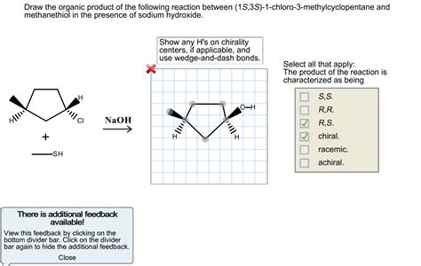 Draw The Organic Product Of The Following Reaction Between S S