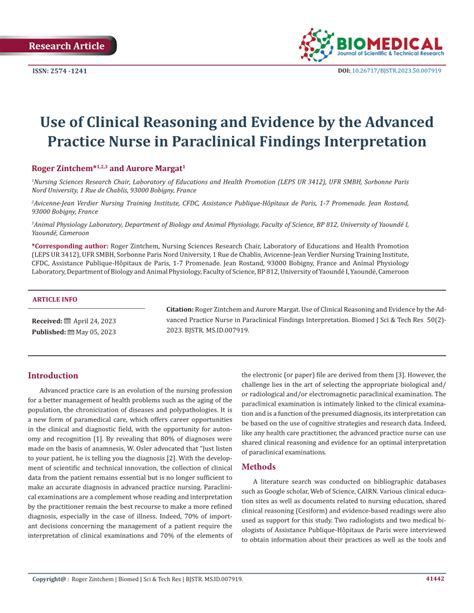 PDF Use Of Clinical Reasoning And Evidence By The Advanced Practice