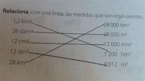 3 Relaciona con una línea las medidas que son equivalentes ayudenme