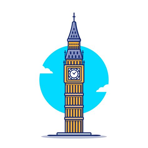 big ben cartoon vector icon illustration famous building traveling