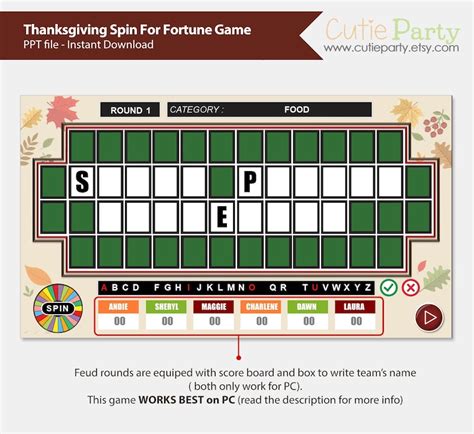 Wheel of Fortune Thanksgiving Wheel of Fortune Thanksgiving - Etsy UK