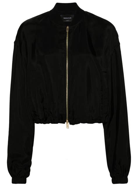 Fabiana Filippi Zipped Satin Bomber Jacket Black Farfetch