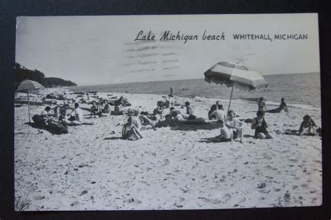 Lake Michigan beach WHITEHALL, MI postcard RPPC, postmarked 1959 | eBay ...