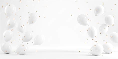Premium Photo | White balloons on gray background, Birthday party and ...