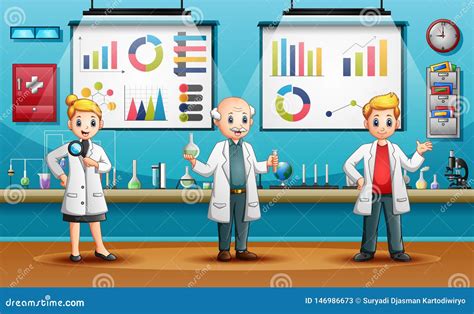 Scientists Man And Woman Conducting Research In A Lab Stock Vector