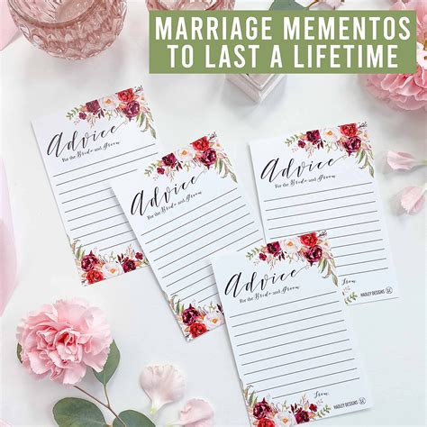 50 Floral Wedding Advice Cards For Bride And Groom Wedding Guest Book