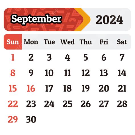 Kalender 2024 Design September Monat Abstrakter Stil Vektor Kalender