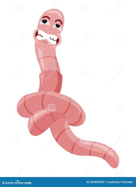 Funny Worm Pink Crawler Scared Earth Worm Cartoon Character Wildlife