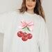 Coquette Sweatshirt Strawberries With Bows Coquette Crewneck Pink Bow