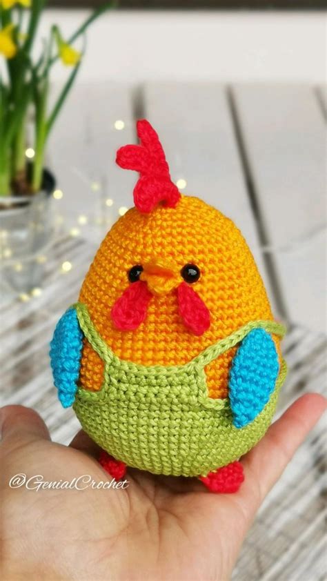 Easter Rooster In Overalls Crochet Pattern In English And German Easter