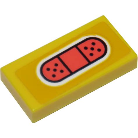 Lego Yellow Tile 1 X 2 With Plaster Bandaid Sticker With Groove 3069