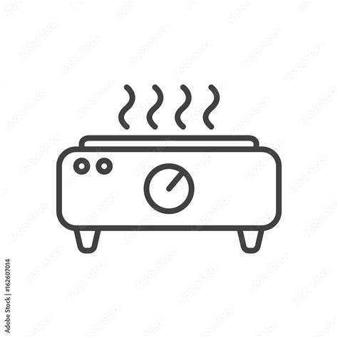 Electric Hot Plate Line Icon Outline Vector Sign Linear Style Pictogram Isolated On White