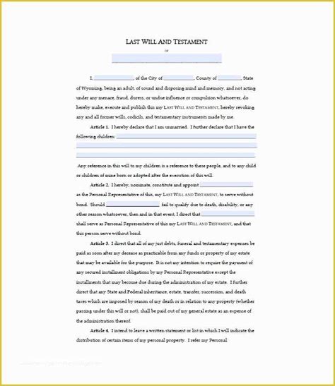 Last Will Testament Free Template Of Last Will And Testament Forms