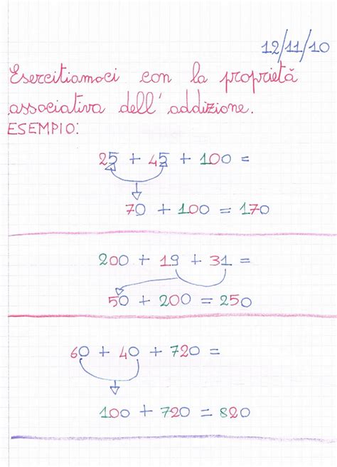 La Proprietà Associativa Delladdizione Applicazione Esercizi