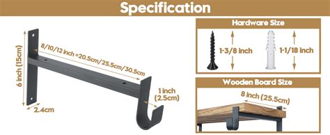 Amazon AddGrace Shelf Brackets With Hook Black Shelf Brackets