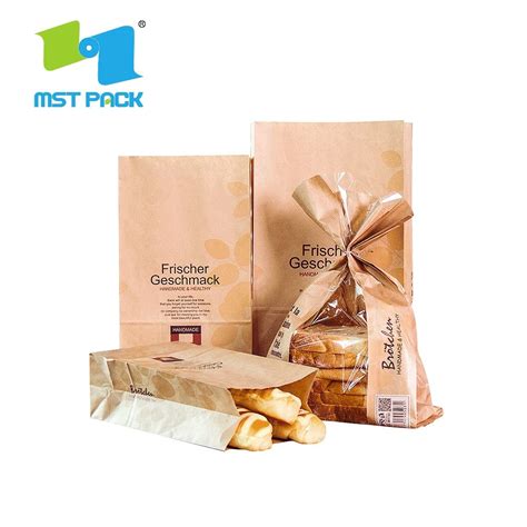 Recyclable Food Packaging Kraft Paper Bread Bakery Bag With Clear