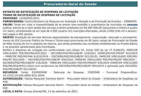 Concurso PGE MS Procurador Cebraspe é a banca Confira