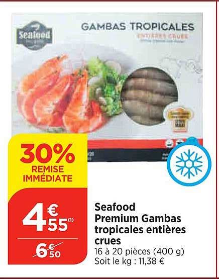 Promo Seafood Premium Gambas Tropicales Entières Crues chez Bi1