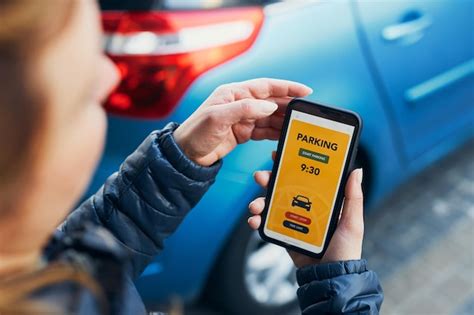 Premium Photo Car Parking Driver Using Smartphone To Pay For Parking