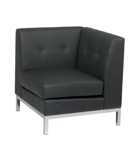 Avenue Six Wall Street Corner Chair Black Vinyl Wst51c B18 At