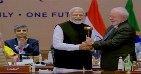 Pm Modi Hands Over Gavel Of G Presidency To Brazil President Lula Da