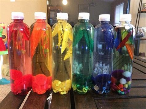 Colour themed sensory bottles