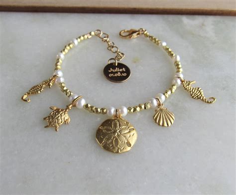 SALE Gold Sand Dollar Bracelet Sea Charm Bracelet Sea Etsy Sand