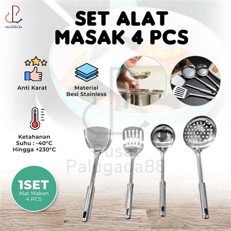 Jual Spatula Sutil Set 4 In 1 Alat Masak Lengkap Stainless Steel Anti