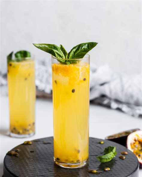 Passion Fruit Cocktail With Basil Rachel Gurjar