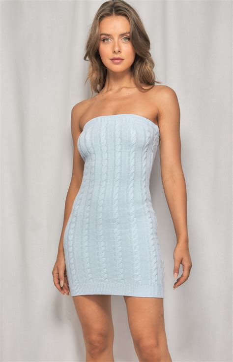 Strapless Cable Knit Mini Dress Wkn222 Style State