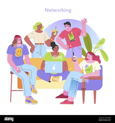 Networking Concept Diverse Gen Z Individuals Socializing And Sharing