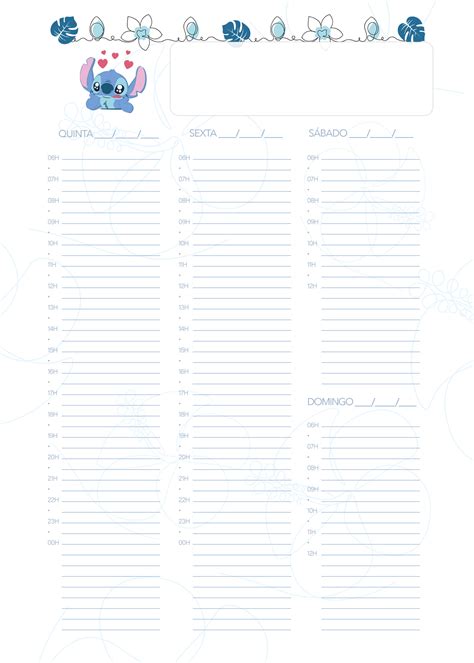 Agenda Folha Planner Stitch Fazendo A Nossa Festa