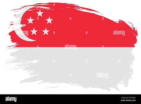 Singapore Brush Stroke Flag Vector Background Hand Drawn Grunge Style