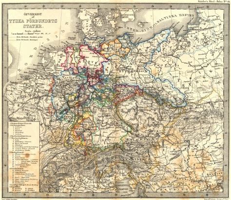 Southern Germany Railways Britannica Old Antique Vintage Map