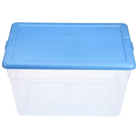 Sterilite 56 Qt Storage Box In Blue And Clear Plastic 16591008 The