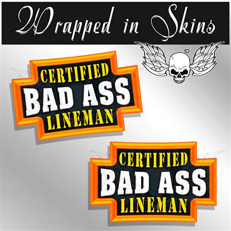 Lineman Certified Bad Ass Hard Hat Decals Funny Helmet Stickers 2